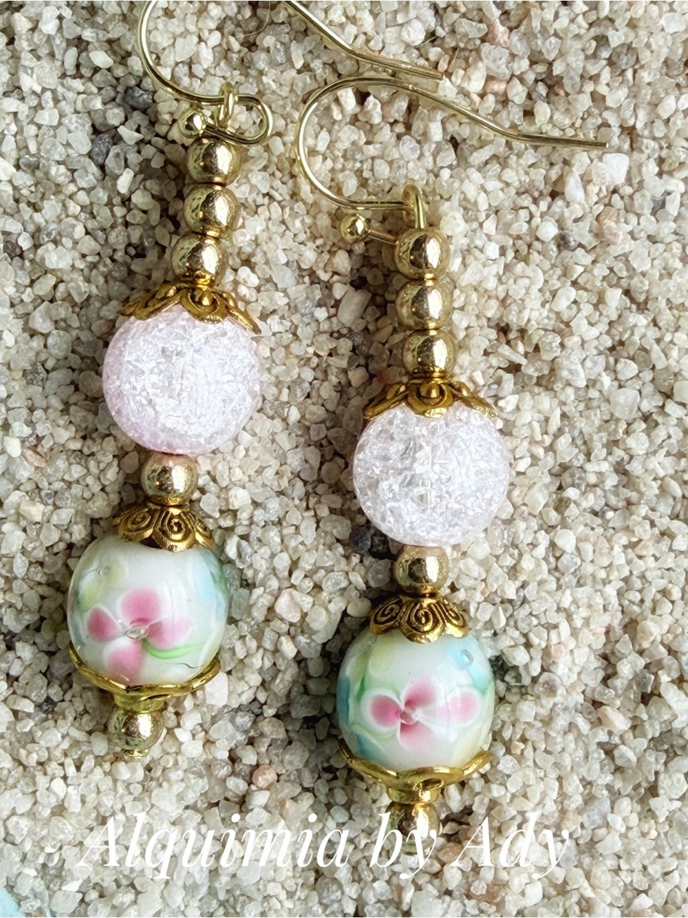 FEMININE + FLORAL CRYSTAL AND PINK QUARTZ VICTORIAN EARRINGS Earrings